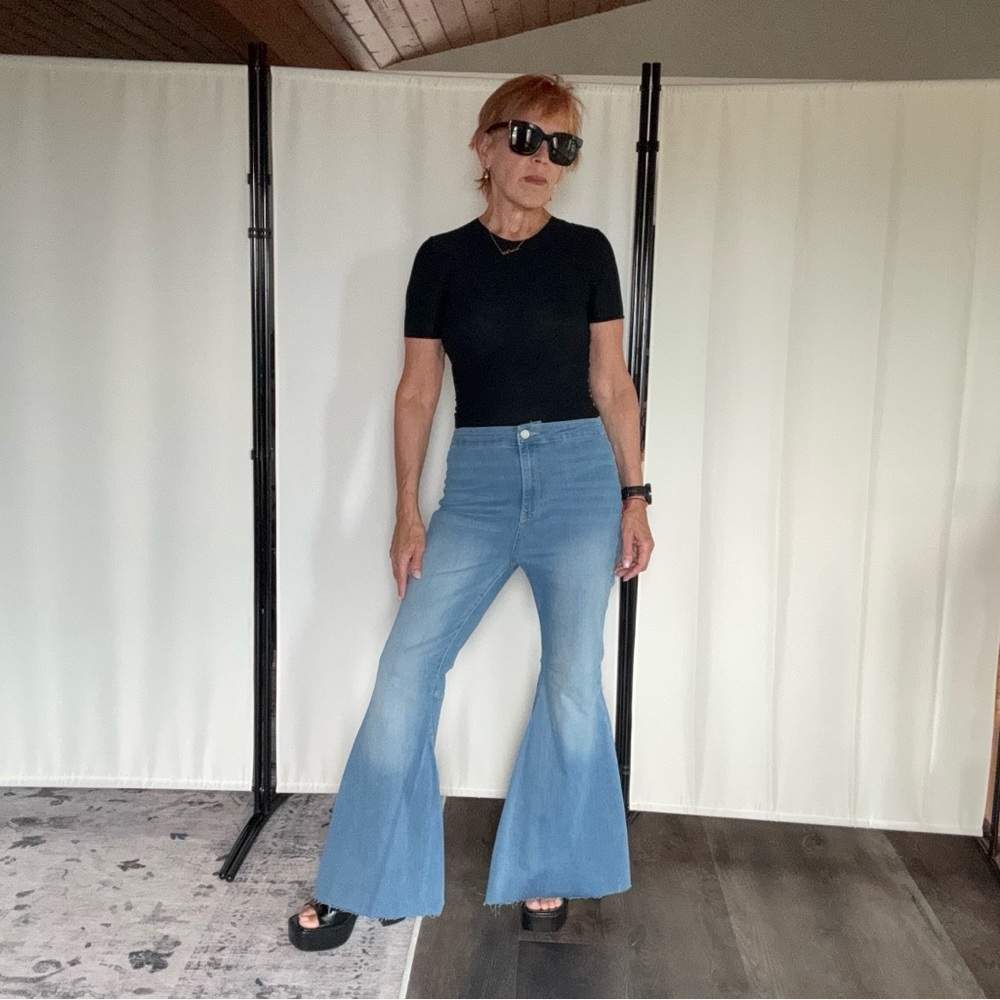 Free People Light Blue Flare Jeans